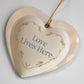 Ceramic Heart Ornament – “Love Lives Here”