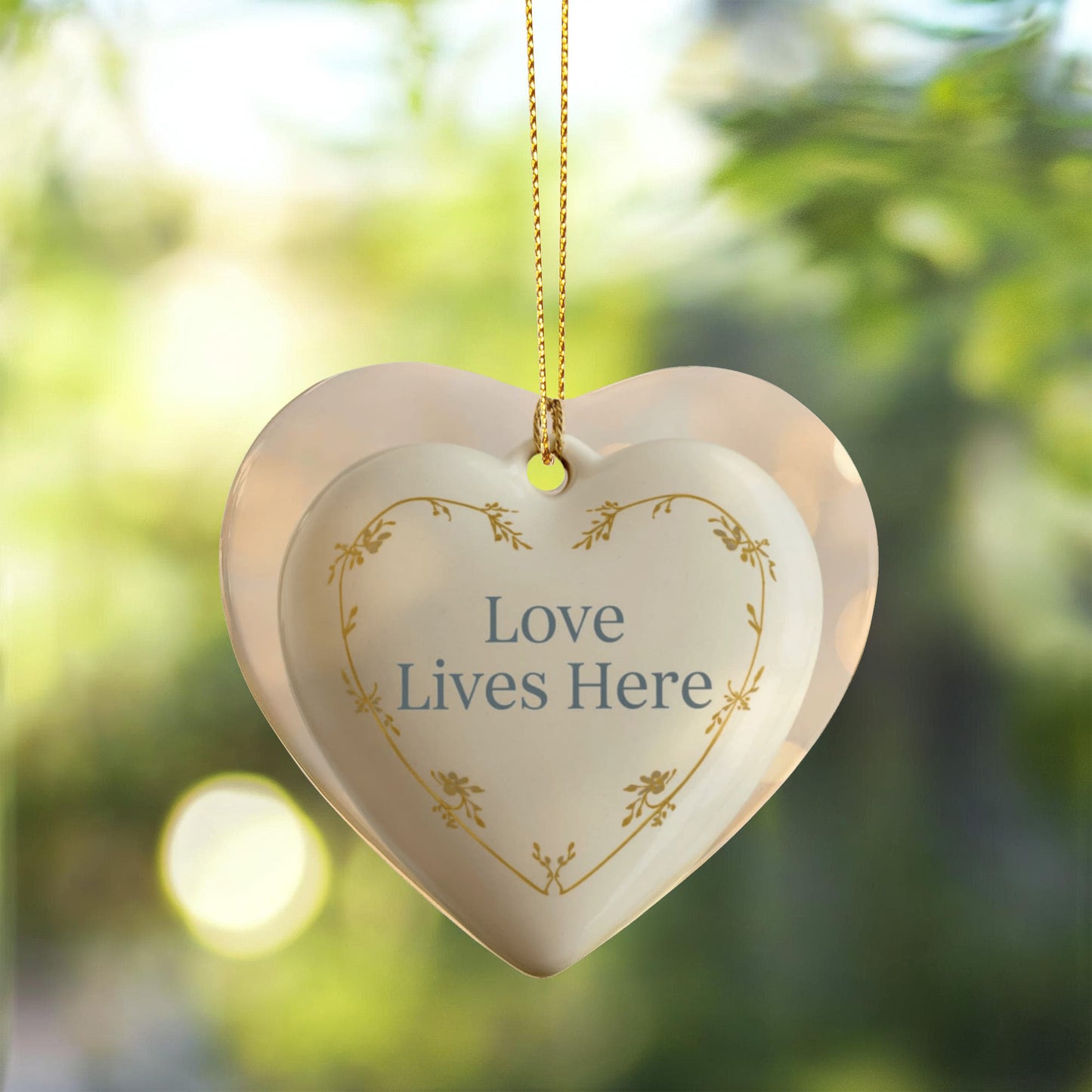 Ceramic Heart Ornament – “Love Lives Here”