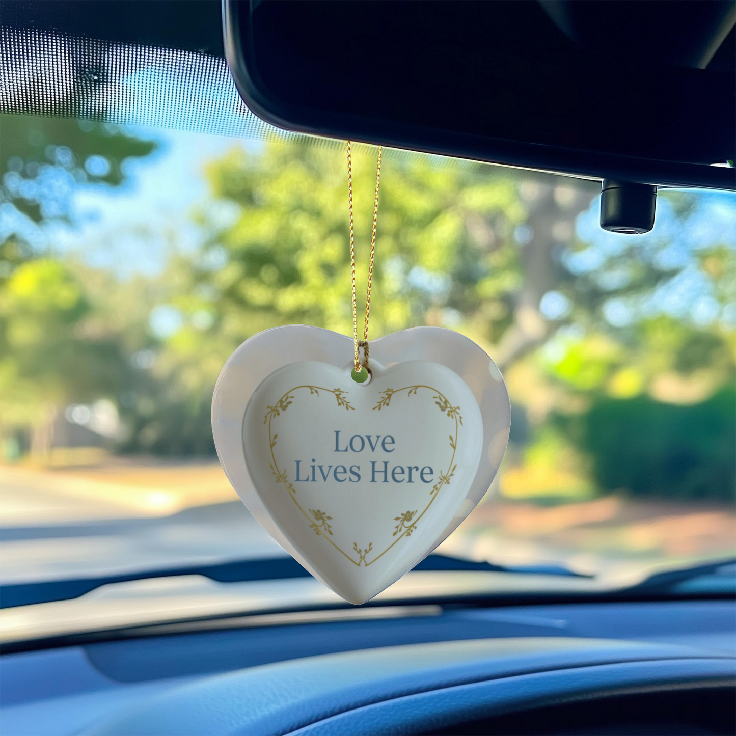 Ceramic Heart Ornament – “Love Lives Here”