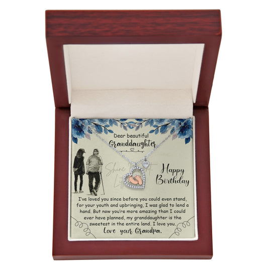 To My Granddaughter –  Baby Feet Heart Necklace