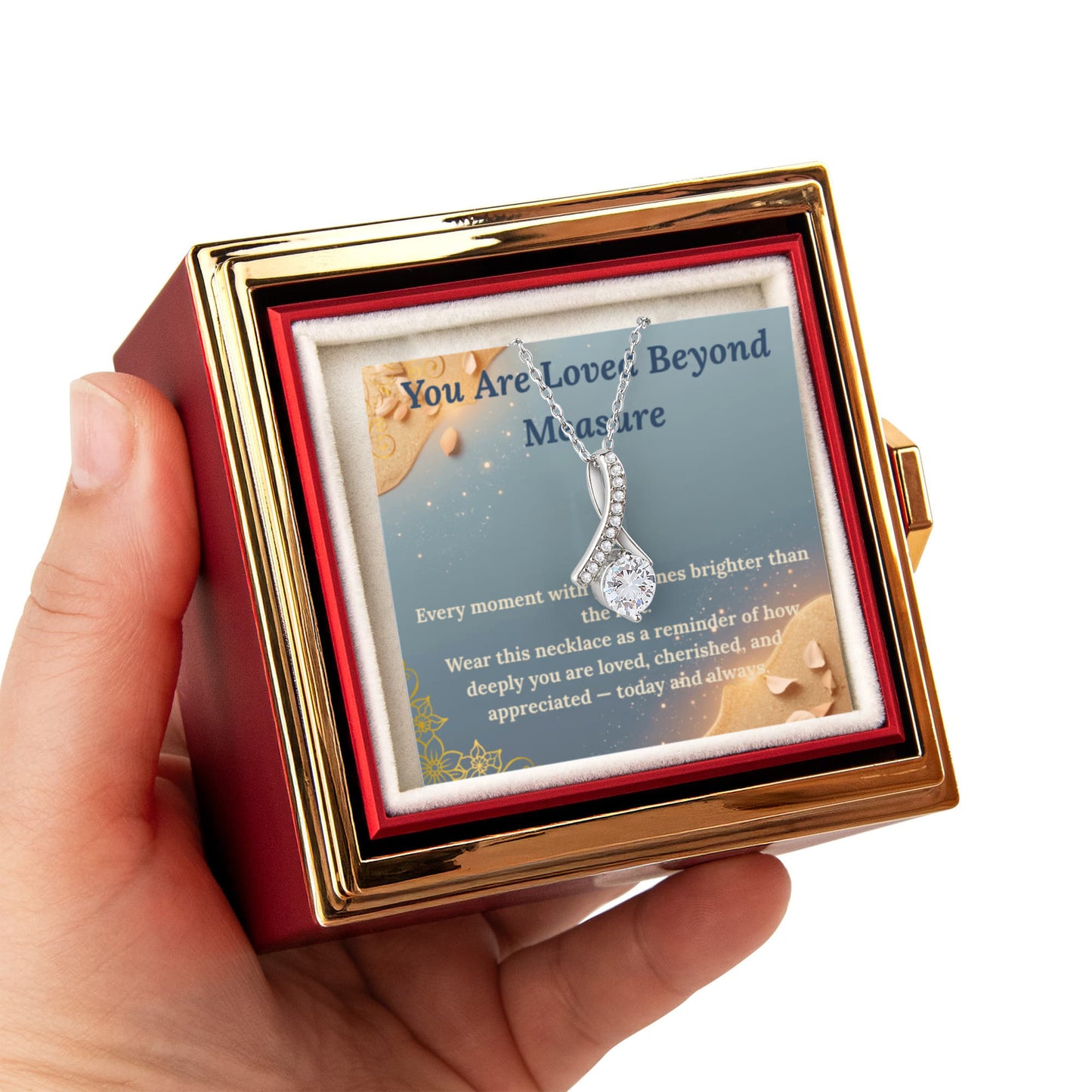 Alluring Beauty Necklace with Rotating Rose Gift Box