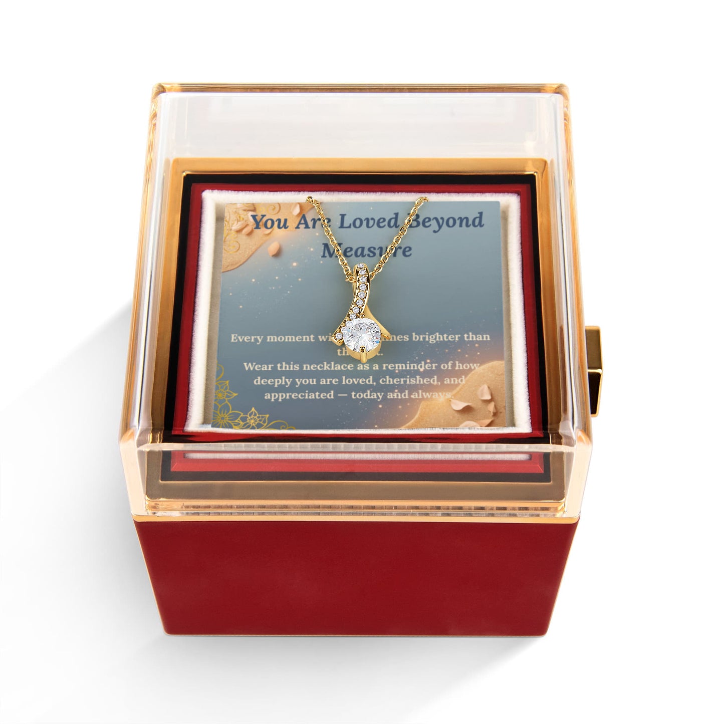 Alluring Beauty Necklace with Rotating Rose Gift Box